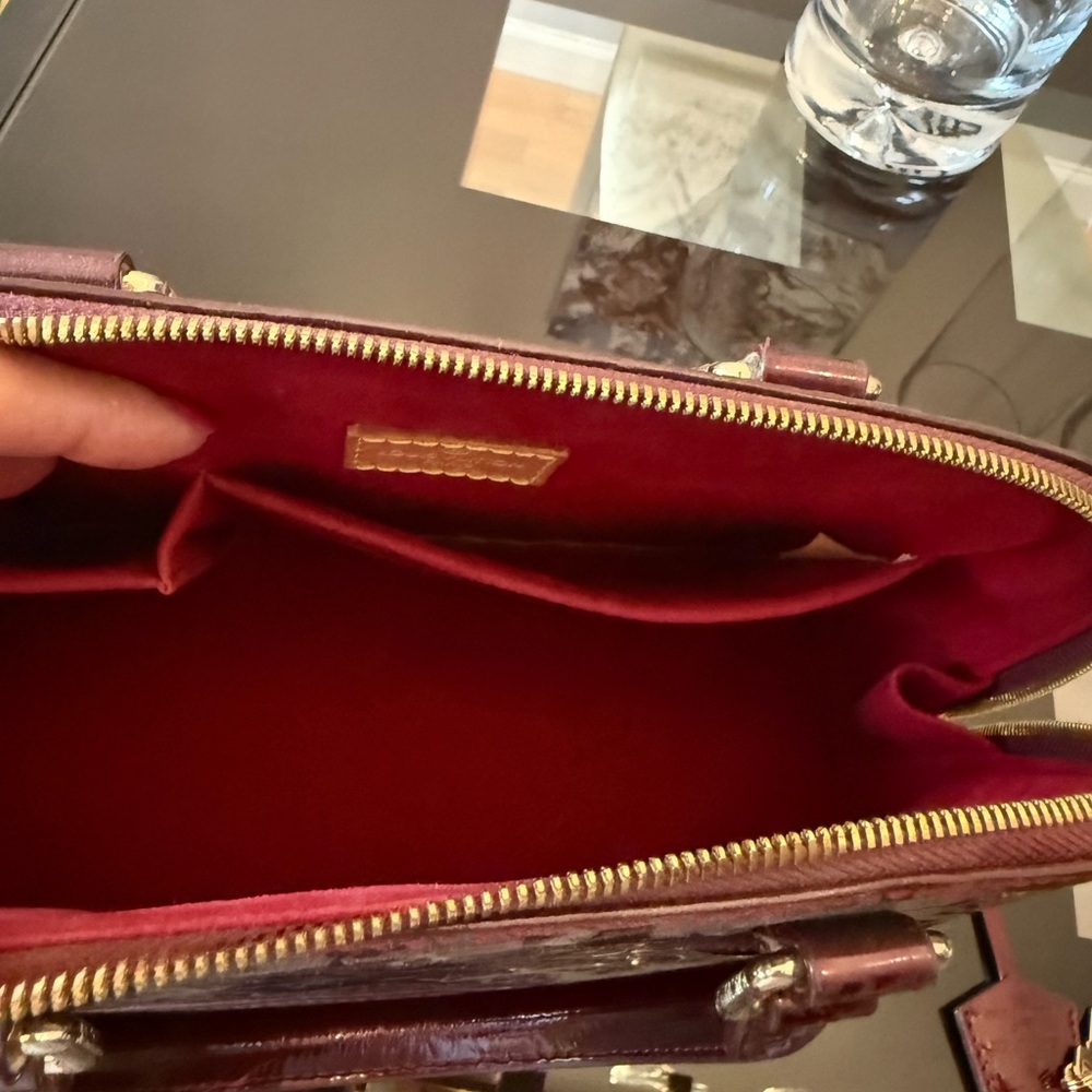 Elegant Burgundy Monogram Satchel - Picture 4 of 15